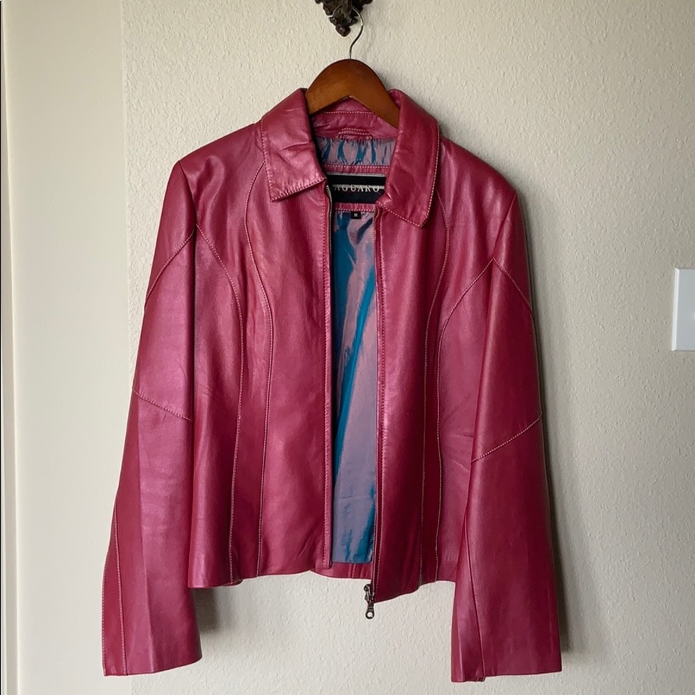 Hot Pink Leather Jacket by Saguaro